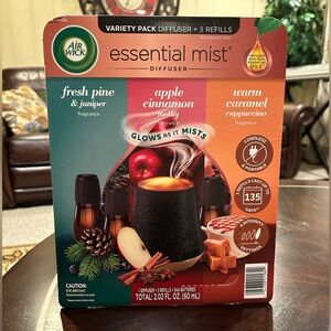 Air Wick Essential Mist Diffuser - Fresh Pine, Apple Cinnamon, Warm Caramel